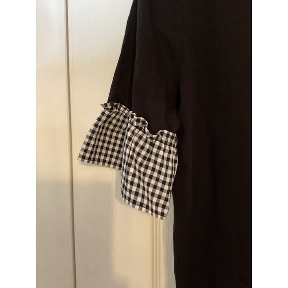 Talbots Black Gingham Checkered T Shirt Blouse Top Small Preppy Pima Cotton - Picture 3 of 3